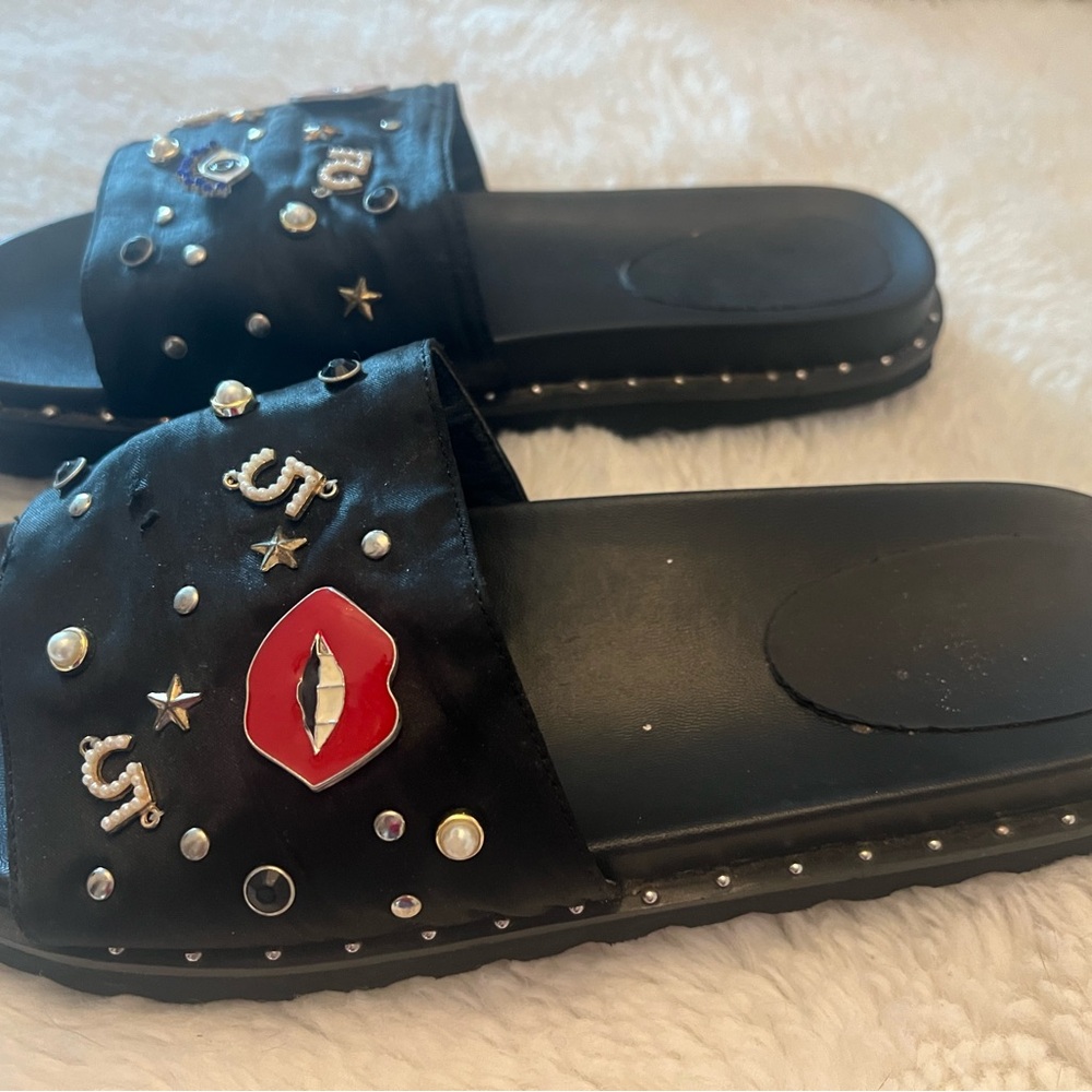 Hippie Laundry Black and Red Studded Sandals 9.5 m